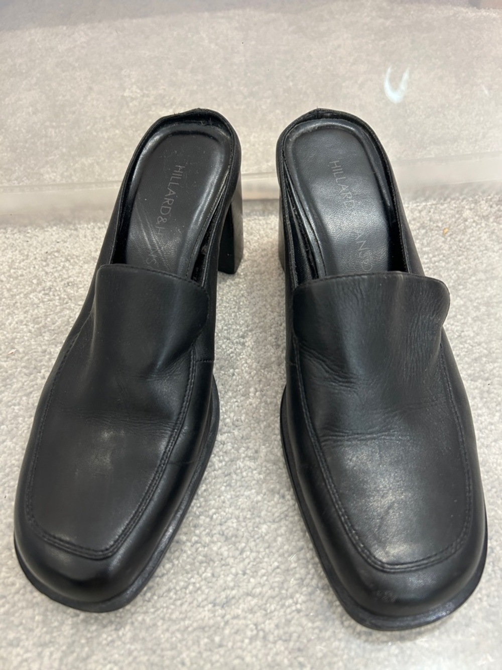 Hillard & Hanson Black Leather Mule Loafers